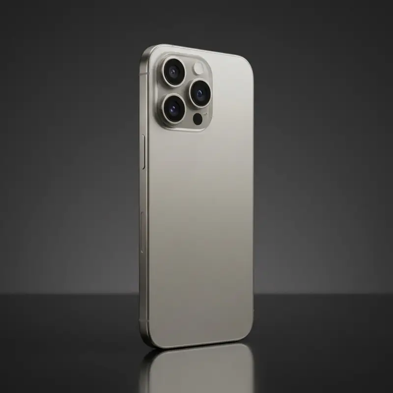 Apple iPhone 17 Pro Max product photo showing titanium body and triple camera array