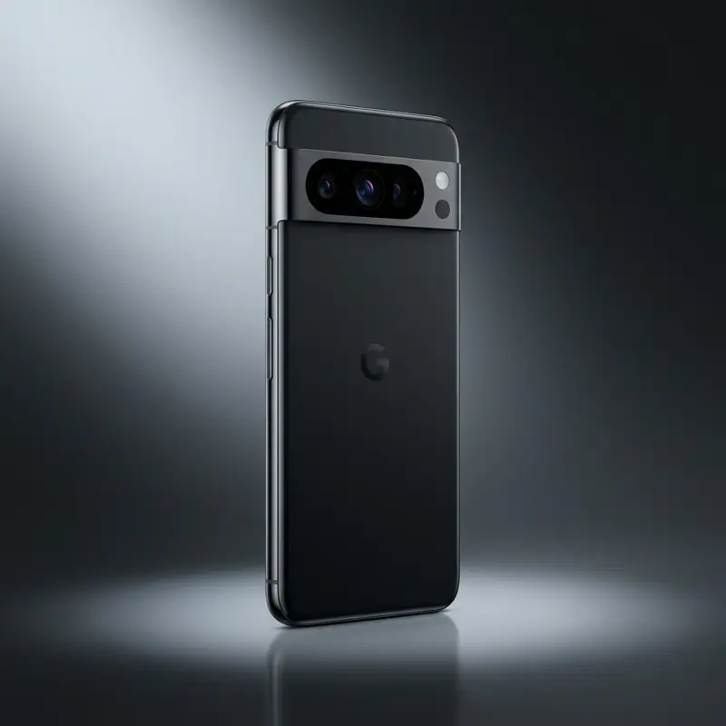 Google Pixel 10 Pro product photo showing obsidian black body and camera bar