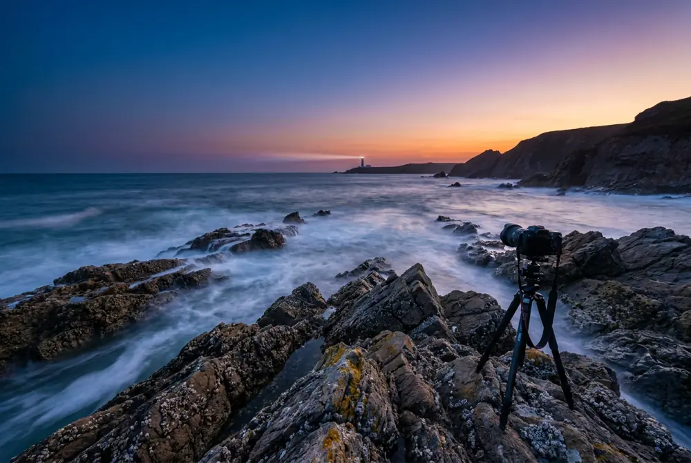 Coastal landscape at blue hour, taken with 60MP full-frame flagship